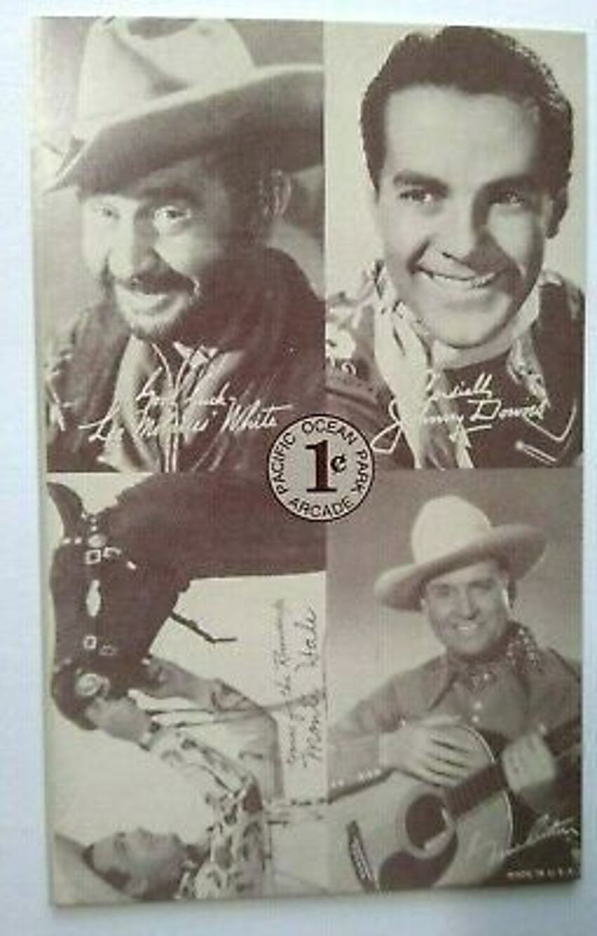 Pacific Ocean Park Arcade Post Card Gene Autry Monte Hale Johnny Downs Cowboys
